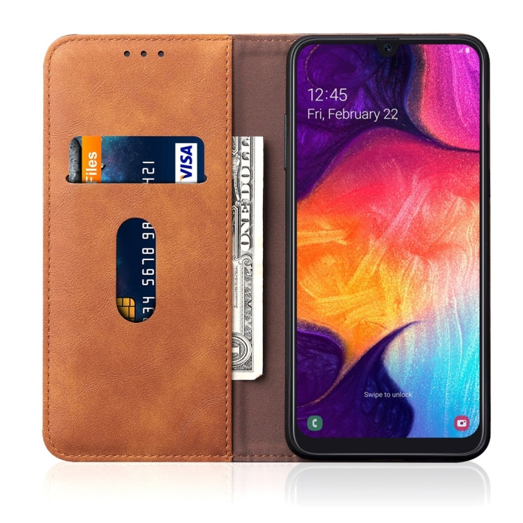 Casual Style Retro Crazy Horse Texture Horizontal Flip Leather Case for Galaxy A50, with Card Slots & Holder & Wallet