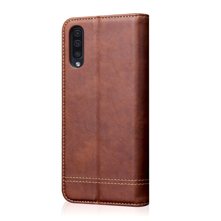 Casual Style Retro Crazy Horse Texture Horizontal Flip Leather Case for Galaxy A50, with Card Slots & Holder & Wallet