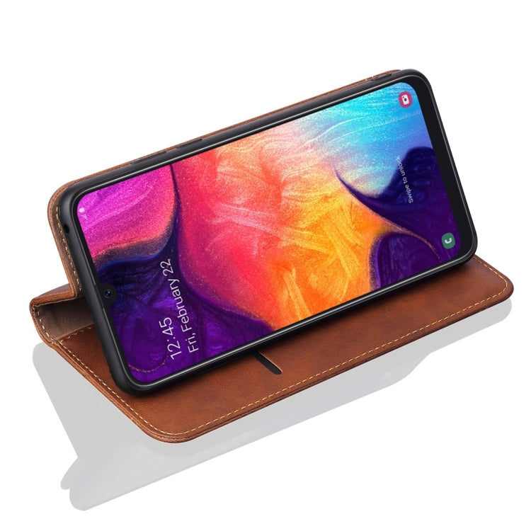 Casual Style Retro Crazy Horse Texture Horizontal Flip Leather Case for Galaxy A50, with Card Slots & Holder & Wallet