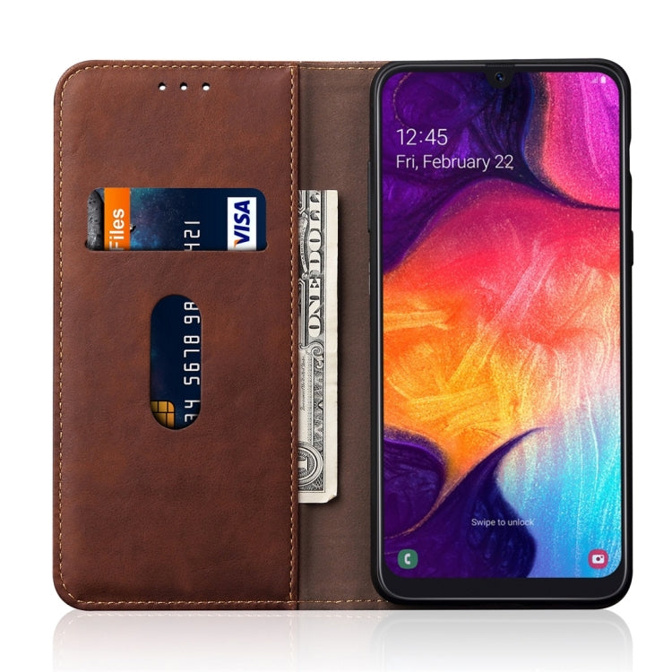 Casual Style Retro Crazy Horse Texture Horizontal Flip Leather Case for Galaxy A50, with Card Slots & Holder & Wallet