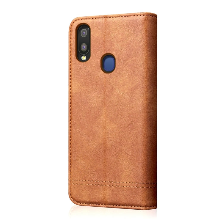 Casual Style Retro Crazy Horse Texture Horizontal Flip Leather Case for Galaxy M20, with Card Slots & Holder & Wallet