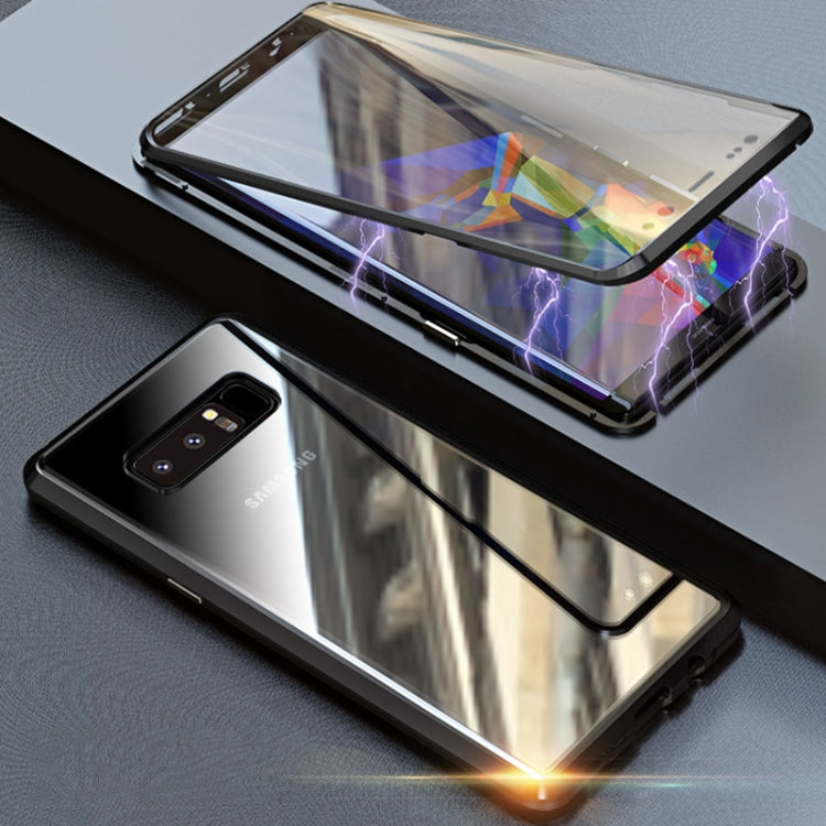 Ultra Slim Double Sides Magnetic Adsorption Angular Frame Tempered Glass Magnet Flip Case for Galaxy Note8