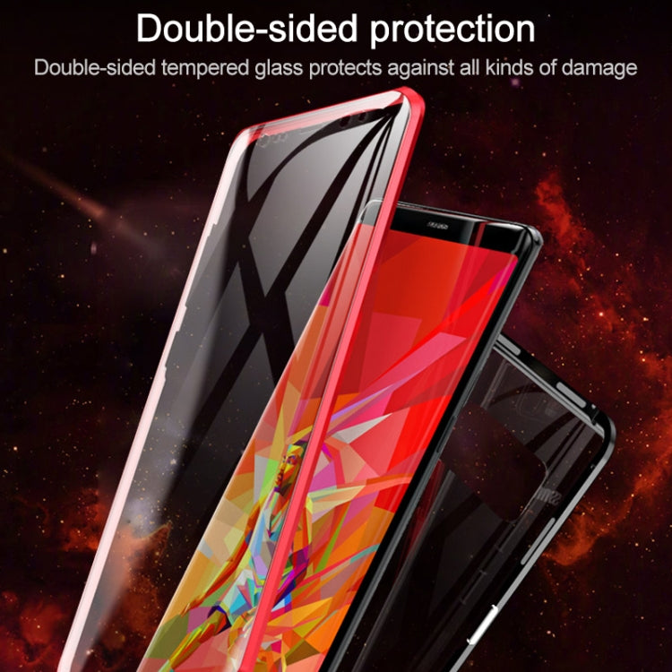 Ultra Slim Double Sides Magnetic Adsorption Angular Frame Tempered Glass Magnet Flip Case for Galaxy Note8