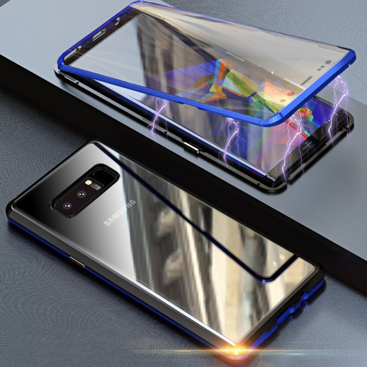 Ultra Slim Double Sides Magnetic Adsorption Angular Frame Tempered Glass Magnet Flip Case for Galaxy Note8