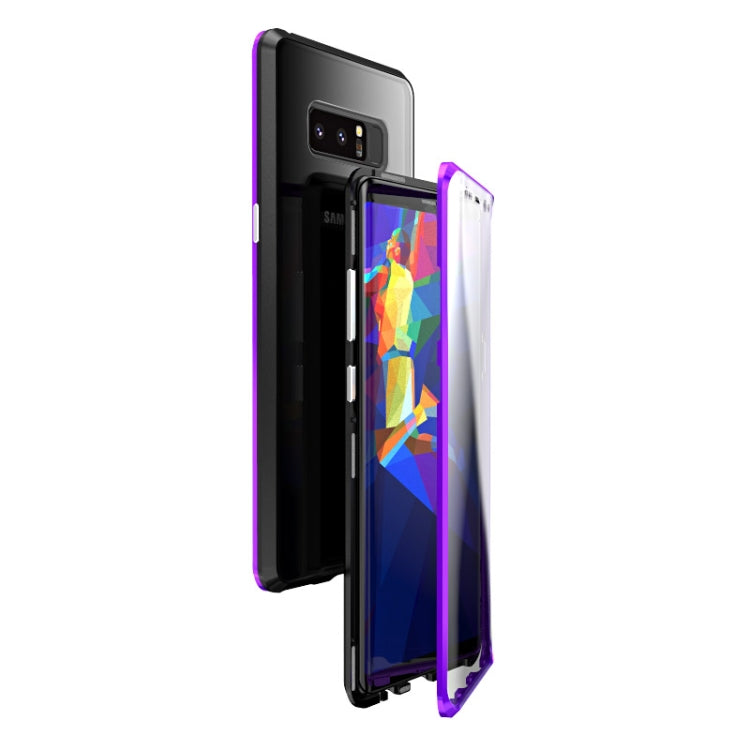 Ultra Slim Double Sides Magnetic Adsorption Angular Frame Tempered Glass Magnet Flip Case for Galaxy Note8