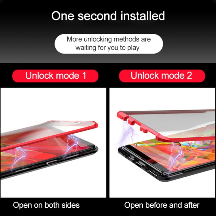 Ultra Slim Double Sides Magnetic Adsorption Angular Frame Tempered Glass Magnet Flip Case for Galaxy Note8