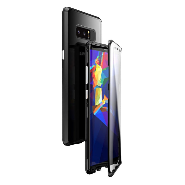 Ultra Slim Double Sides Magnetic Adsorption Angular Frame Tempered Glass Magnet Flip Case for Galaxy Note8