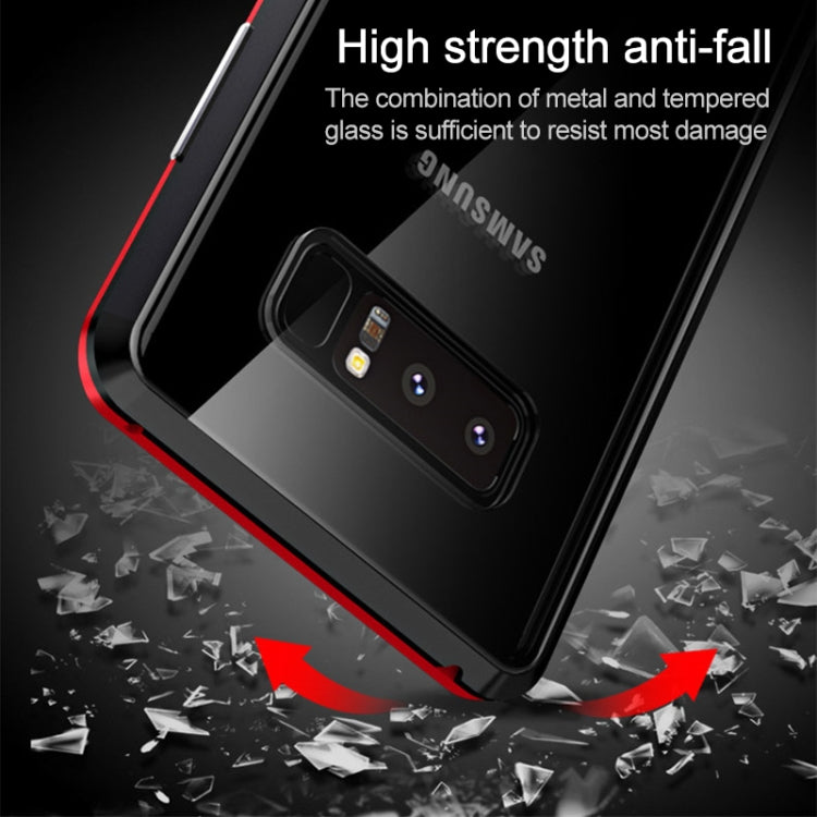 Ultra Slim Double Sides Magnetic Adsorption Angular Frame Tempered Glass Magnet Flip Case for Galaxy Note8