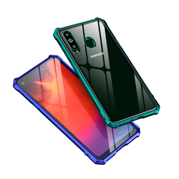 Snap-on Aluminum Frame and Tempered Glass Back Plate Case for Galaxy A8s