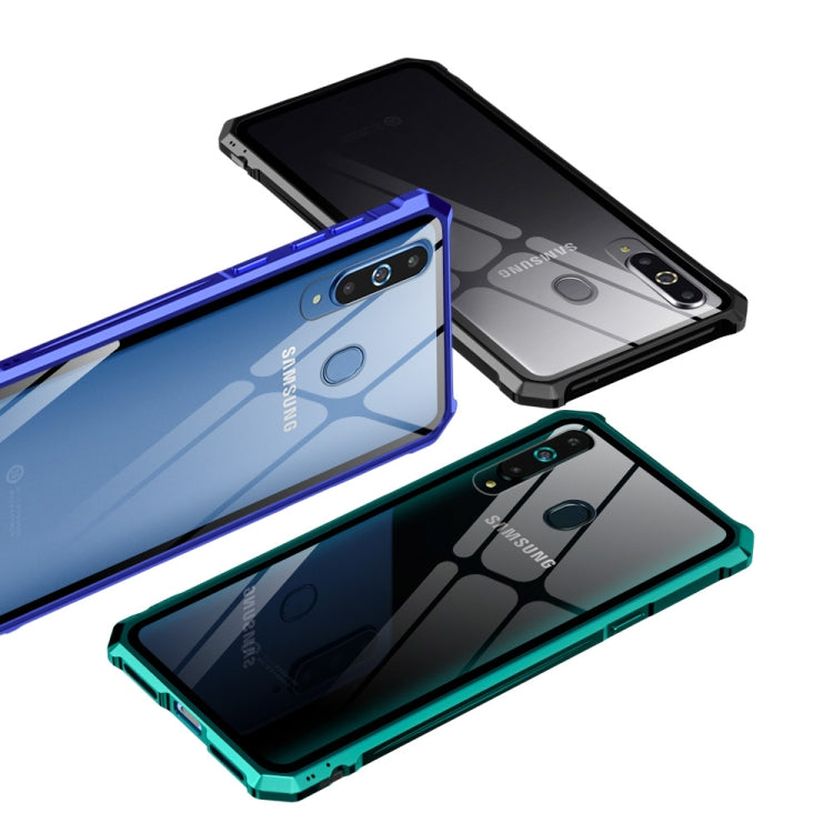 Snap-on Aluminum Frame and Tempered Glass Back Plate Case for Galaxy A8s