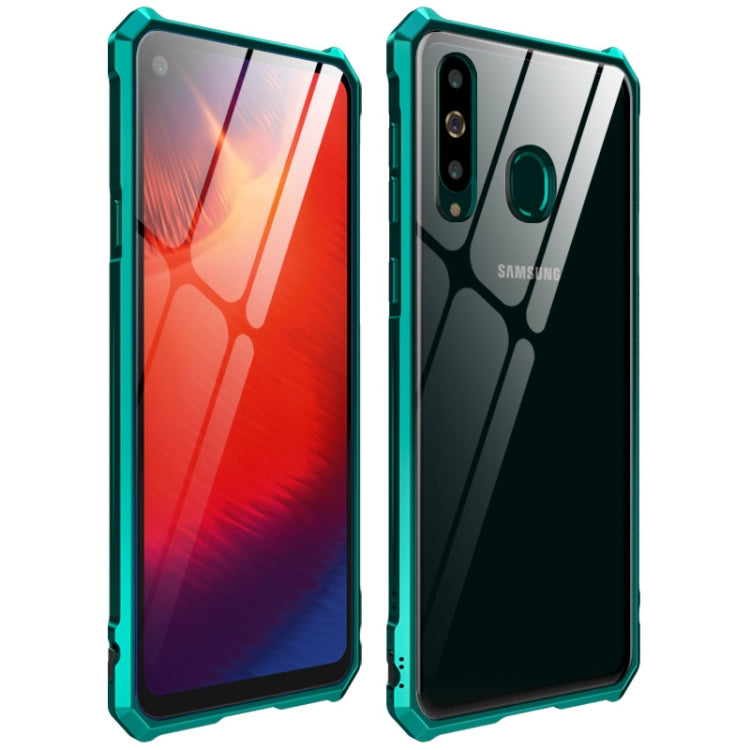 Snap-on Aluminum Frame and Tempered Glass Back Plate Case for Galaxy A8s