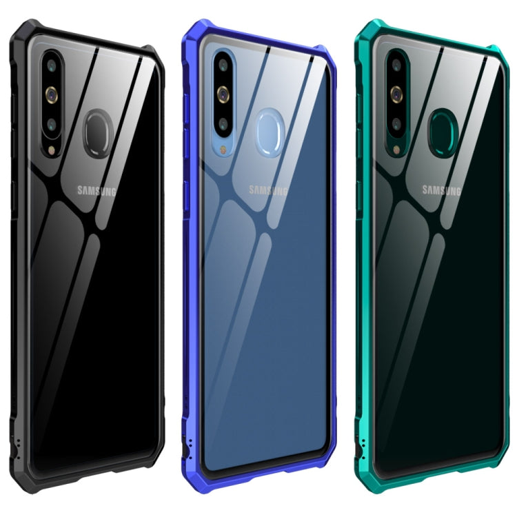Snap-on Aluminum Frame and Tempered Glass Back Plate Case for Galaxy A8s