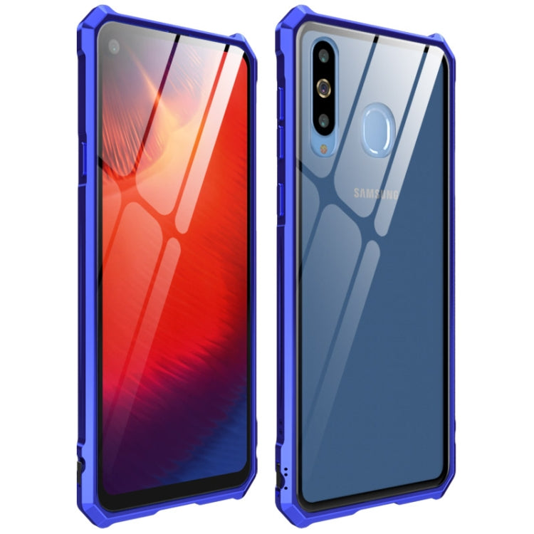 Snap-on Aluminum Frame and Tempered Glass Back Plate Case for Galaxy A8s