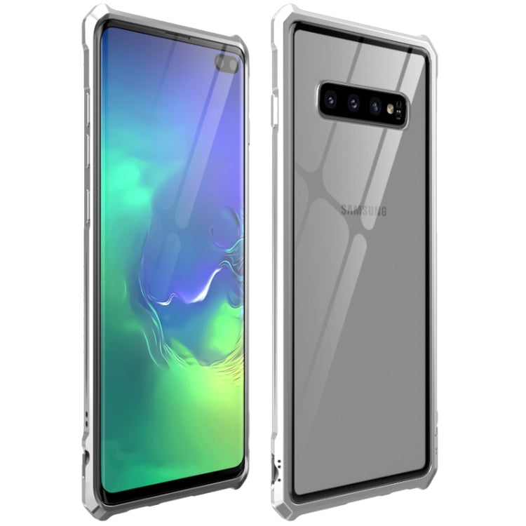 Snap-on Aluminum Frame and Tempered Glass Back Plate Case for Galaxy S10 Plus