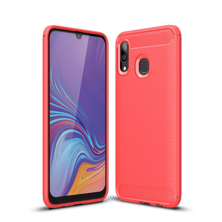 Brushed Texture Carbon Fiber Shockproof TPU Case for Galaxy A30