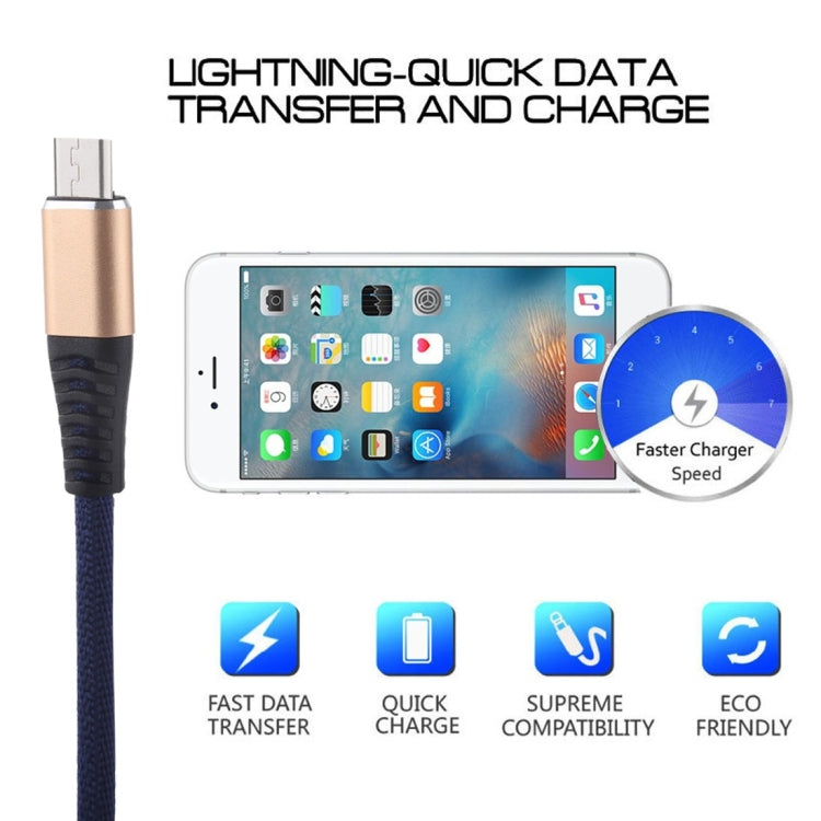 1m Cloth Braided Cord USB A to Micro USB Data Sync Charge Cable, For Galaxy, Huawei, Xiaomi, LG, HTC and Other Smart Phones