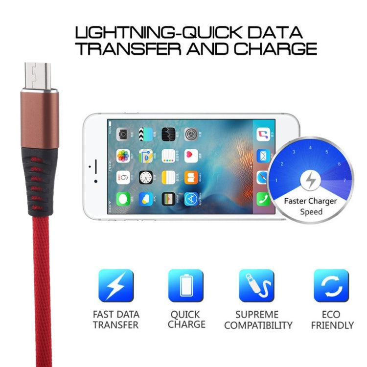 1m Cloth Braided Cord USB A to Micro USB Data Sync Charge Cable, For Galaxy, Huawei, Xiaomi, LG, HTC and Other Smart Phones