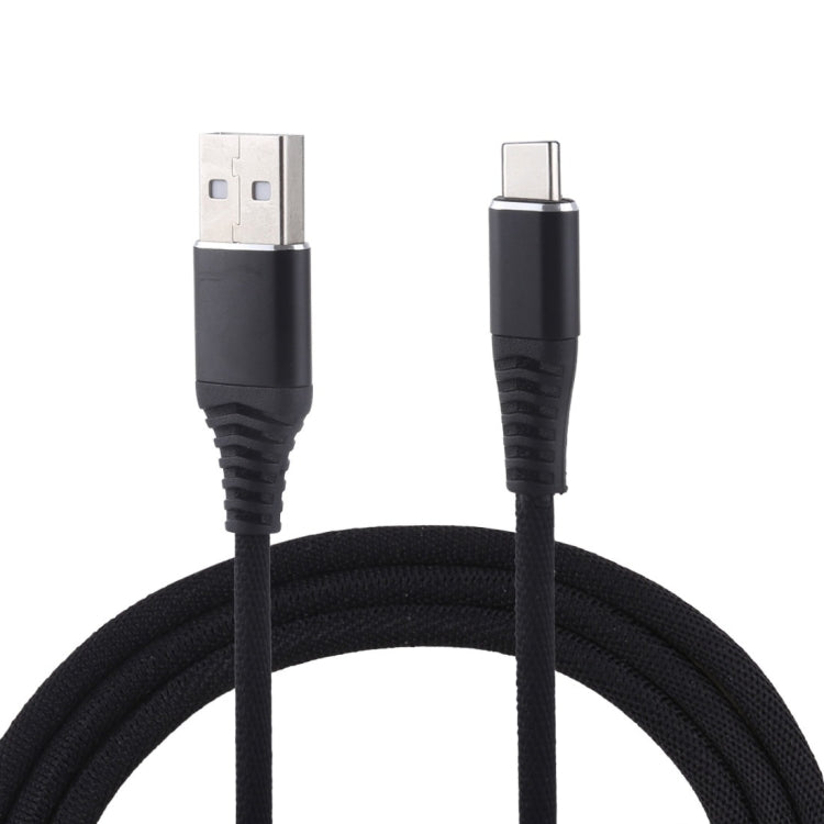 1m Cloth Braided Cord USB A to Type-C Data Sync Charge Cable, For Galaxy, Huawei, Xiaomi, LG, HTC and Other Smart Phones