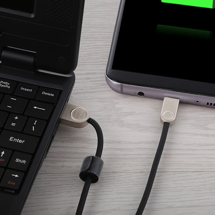 1m TPE Braided Cord Metal Connector USB A to Micro USB Data Sync Charge Cable, For Galaxy, Huawei, Xiaomi, LG, HTC and Other Smart Phones