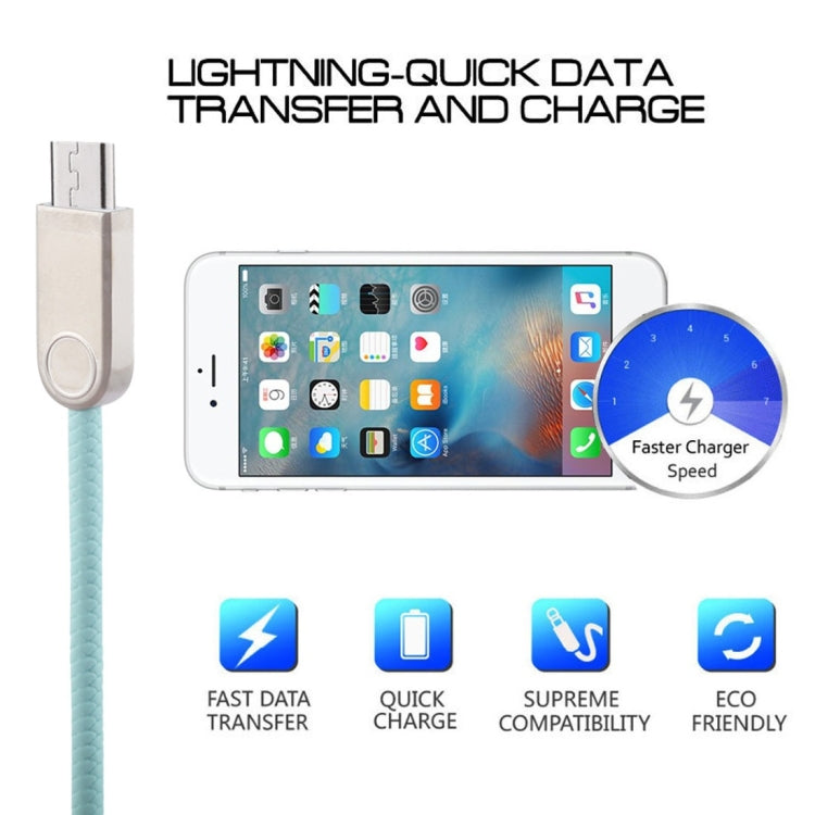 1m TPE Braided Cord Metal Connector USB A to Micro USB Data Sync Charge Cable, For Galaxy, Huawei, Xiaomi, LG, HTC and Other Smart Phones