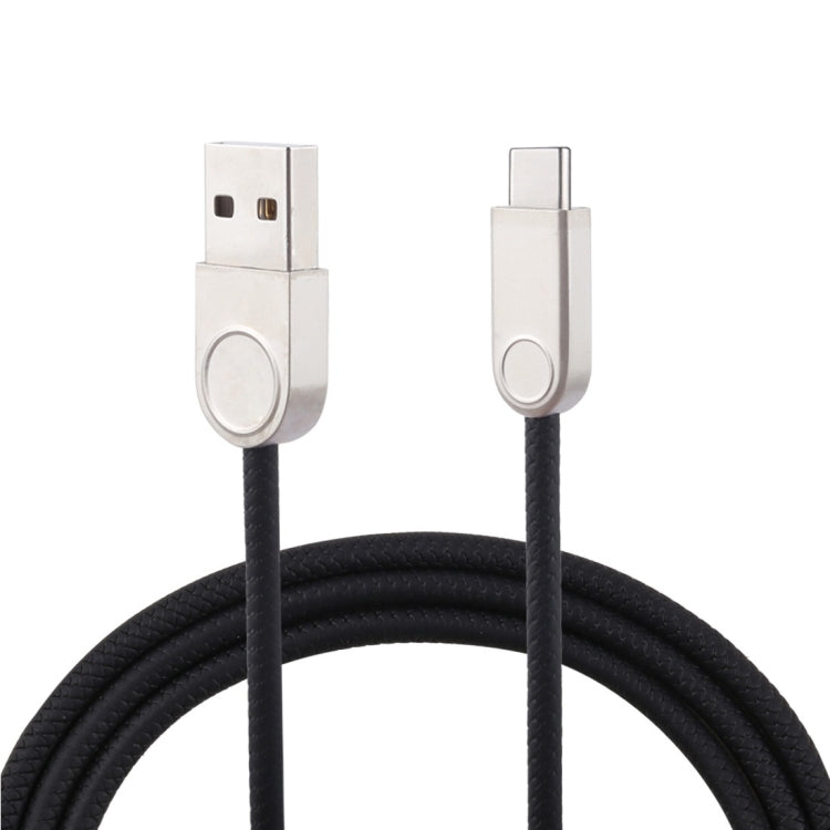 1m TPE Braided Cord Metal Connector USB A to Type-C Data Sync Charge Cable, For Galaxy, Huawei, Xiaomi, LG, HTC and Other Smart Phones (Black)