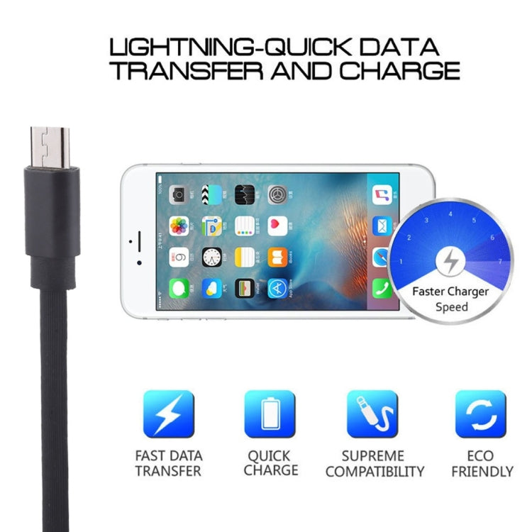 1m Flat Cord USB A to Micro USB Fast Charging Data Sync Charge Cable, For Galaxy, Huawei, Xiaomi, LG, HTC and Other Smart Phones