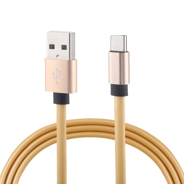 1m Flat Cord USB A to Type-C Fast Charging Data Sync Charge Cable(Gold)