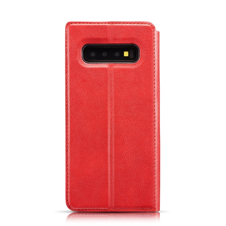 Retro Simple Ultra-thin Magnetic Horizontal Flip Leather Case for Galaxy S10, with Holder & Card Slots & Lanyard
