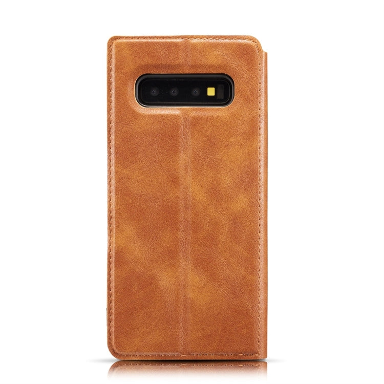 Retro Simple Ultra-thin Magnetic Horizontal Flip Leather Case for Galaxy S10, with Holder & Card Slots & Lanyard