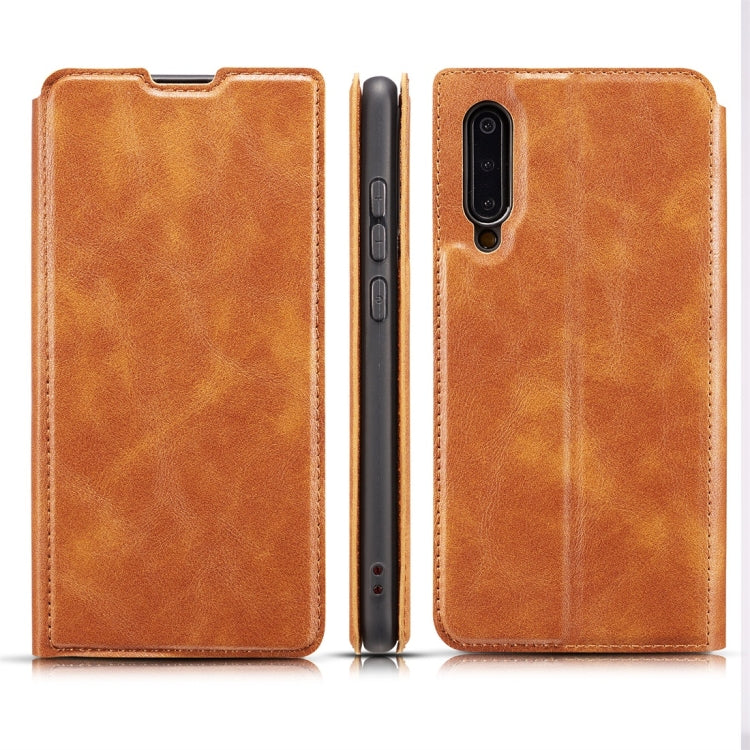Retro Simple Ultra-thin Magnetic Horizontal Flip Leather Case for Galaxy A70, with Holder & Card Slots & Lanyard