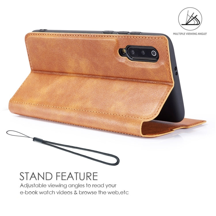 Retro Simple Ultra-thin Magnetic Horizontal Flip Leather Case for Galaxy A70, with Holder & Card Slots & Lanyard