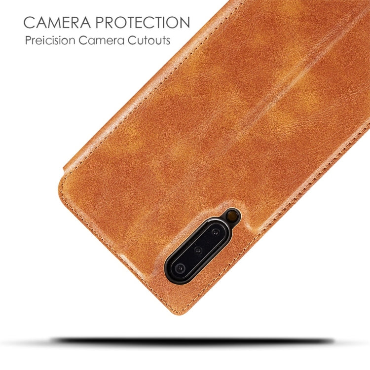 Retro Simple Ultra-thin Magnetic Horizontal Flip Leather Case for Galaxy A70, with Holder & Card Slots & Lanyard