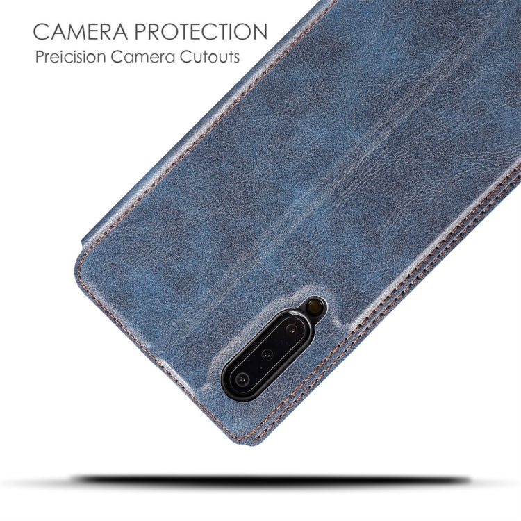 Retro Simple Ultra-thin Magnetic Horizontal Flip Leather Case for Galaxy A50, with Holder & Card Slots & Lanyard