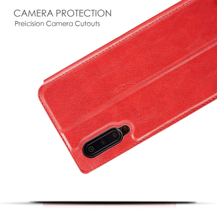 Retro Simple Ultra-thin Magnetic Horizontal Flip Leather Case for Galaxy A50, with Holder & Card Slots & Lanyard