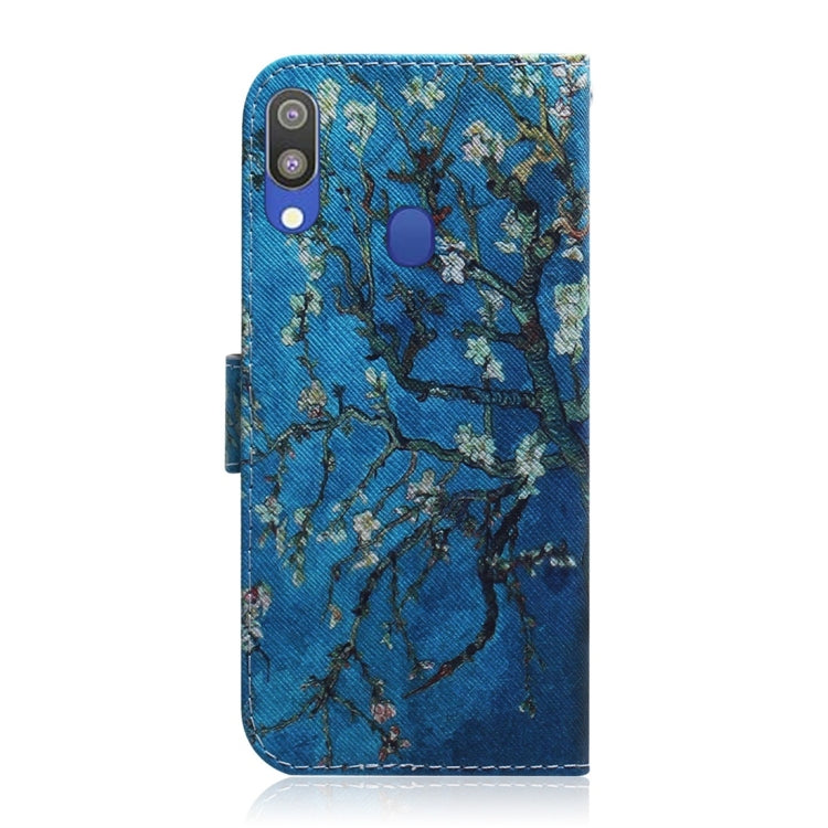 Apricot Flower Pattern Coloured Drawing Horizontal Flip Leather Case for Galaxy M20, with Holder & Card Slots & Wallet