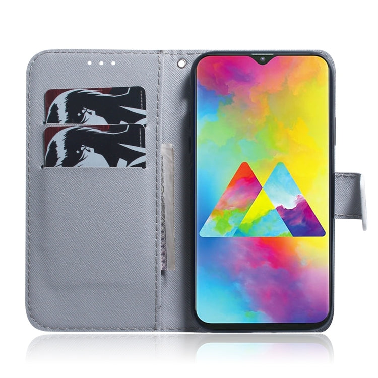 Apricot Flower Pattern Coloured Drawing Horizontal Flip Leather Case for Galaxy M20, with Holder & Card Slots & Wallet