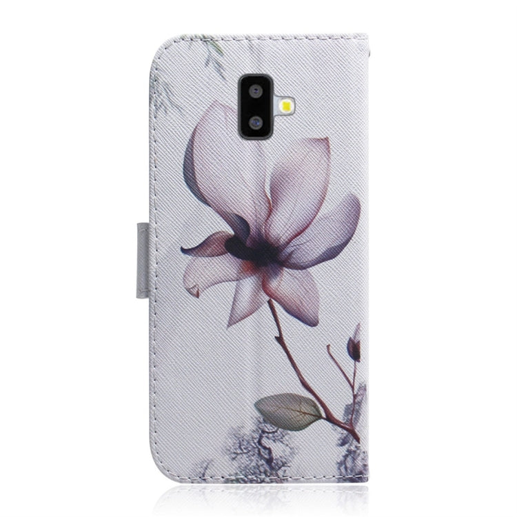 Magnolia Flower Pattern Coloured Drawing Horizontal Flip Leather Case for Galaxy J6 Plus, with Holder & Card Slots & Wallet