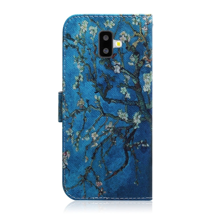 Apricot Flower Pattern Coloured Drawing Horizontal Flip Leather Case for Galaxy J6 Plus, with Holder & Card Slots & Wallet