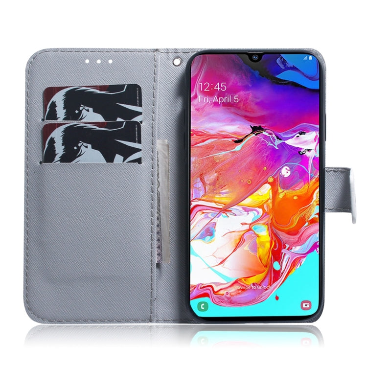 Apricot Flower Pattern Coloured Drawing Horizontal Flip Leather Case for Galaxy A70, with Holder & Card Slots & Wallet