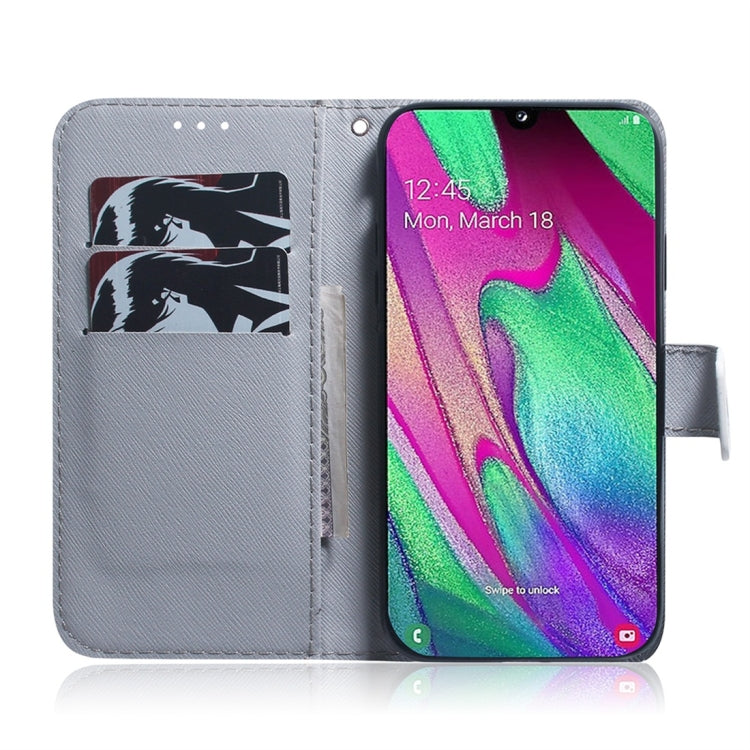 Apricot Flower Pattern Coloured Drawing Horizontal Flip Leather Case for Galaxy A40, with Holder & Card Slots & Wallet