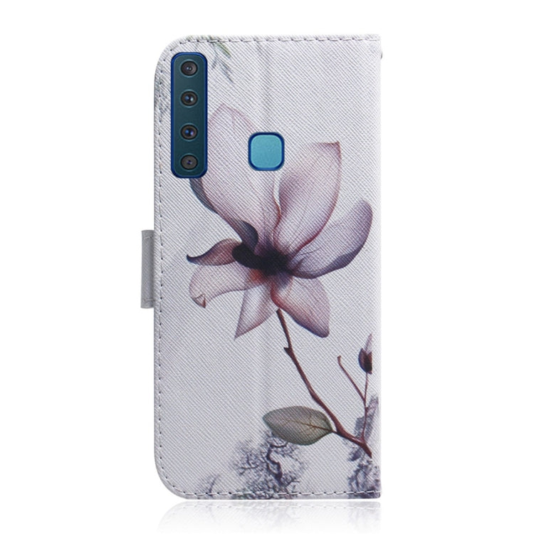 Magnolia Flower Pattern Coloured Drawing Horizontal Flip Leather Case for Galaxy A9 (2018), with Holder & Card Slots & Wallet