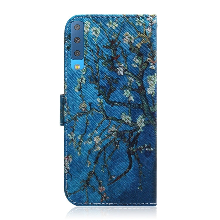 Apricot Flower Pattern Coloured Drawing Horizontal Flip Leather Case for Galaxy A7 (2018) / A750F, with Holder & Card Slots & Wallet