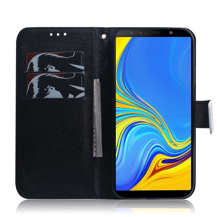 Apricot Flower Pattern Coloured Drawing Horizontal Flip Leather Case for Galaxy A7 (2018) / A750F, with Holder & Card Slots & Wallet
