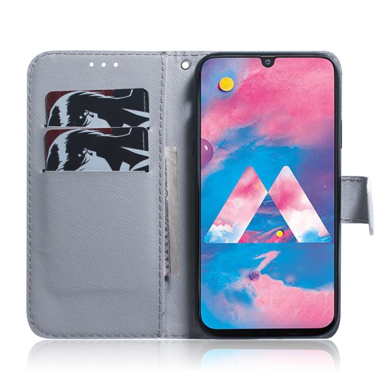 Apricot Flower Pattern Coloured Drawing Horizontal Flip Leather Case for Galaxy M30, with Holder & Card Slots & Wallet