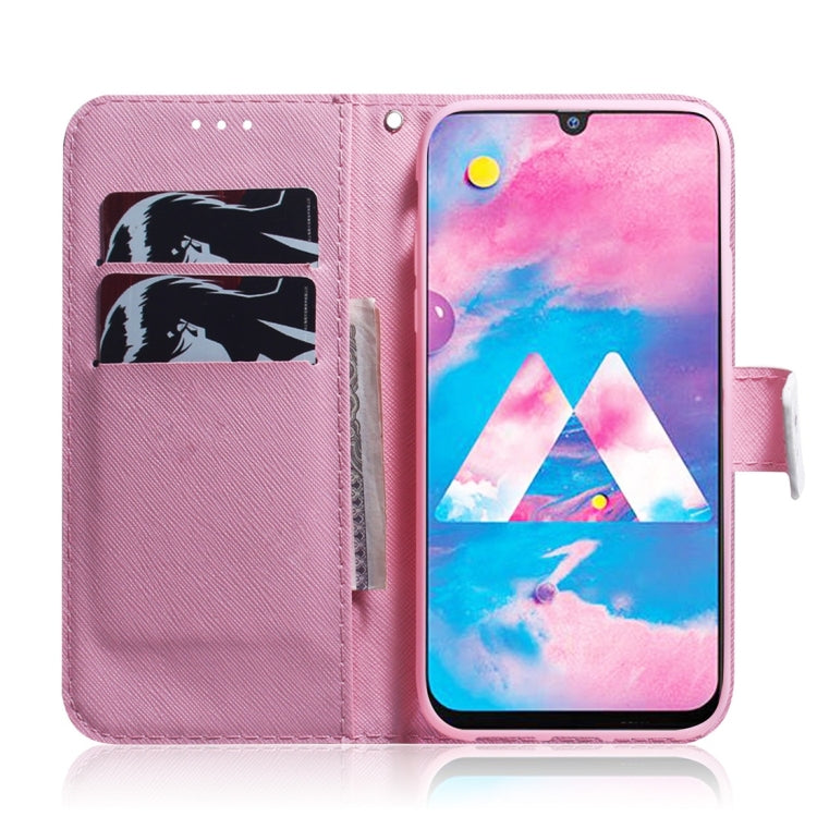 Magnolia Flower Pattern Coloured Drawing Horizontal Flip Leather Case for Galaxy M30, with Holder & Card Slots & Wallet