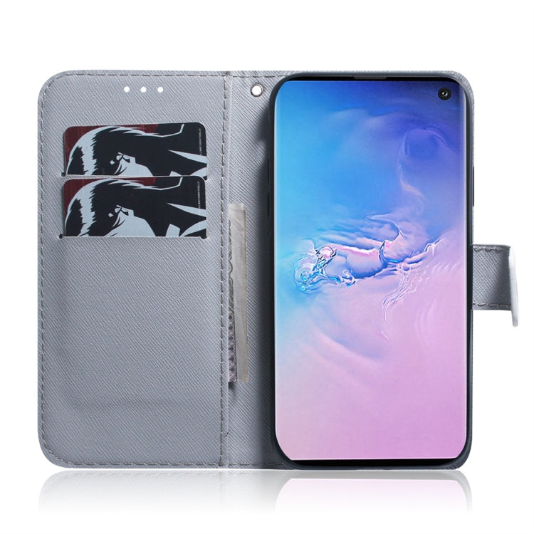 Apricot Flower Pattern Coloured Drawing Horizontal Flip Leather Case for Galaxy S10, with Holder & Card Slots & Wallet