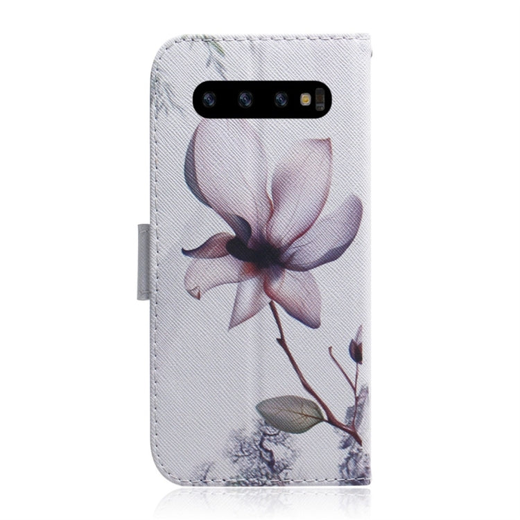 Magnolia Flower Pattern Coloured Drawing Horizontal Flip Leather Case for Galaxy S10, with Holder & Card Slots & Wallet