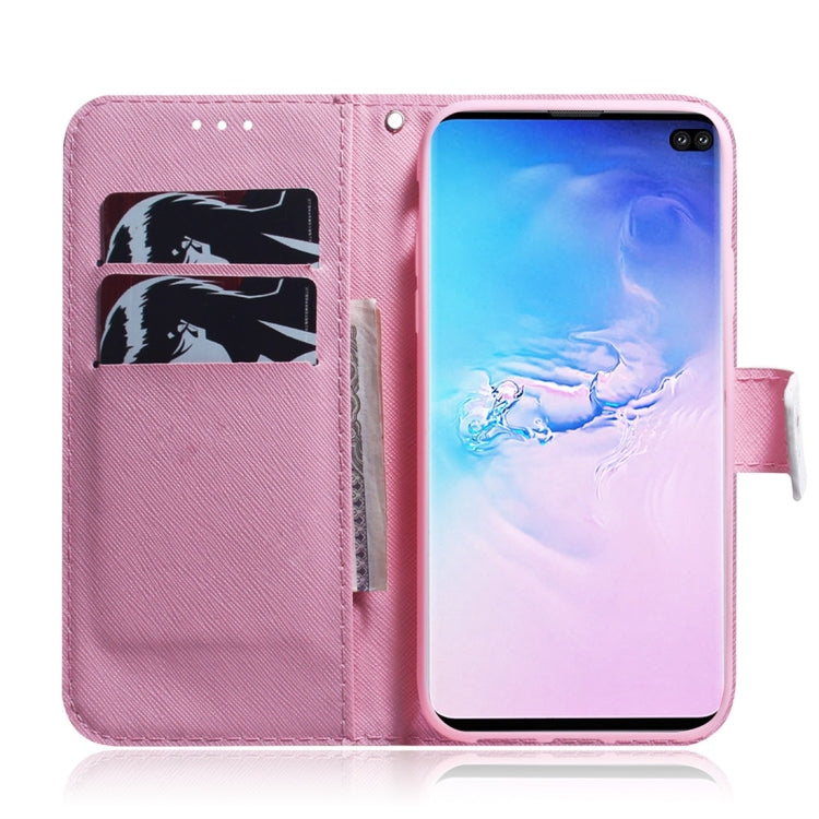 Magnolia Flower Pattern Coloured Drawing Horizontal Flip Leather Case for Galaxy S10 Plus, with Holder & Card Slots & Wallet