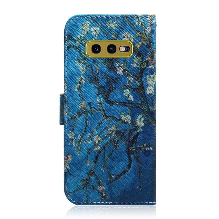 Apricot Flower Pattern Coloured Drawing Horizontal Flip Leather Case for Galaxy S10 E, with Holder & Card Slots & Wallet