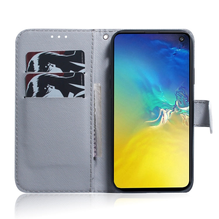Apricot Flower Pattern Coloured Drawing Horizontal Flip Leather Case for Galaxy S10 E, with Holder & Card Slots & Wallet